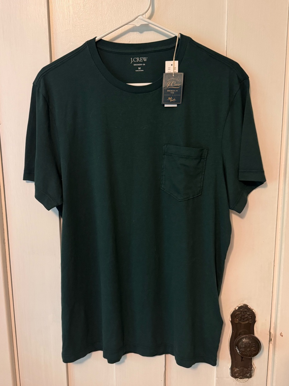 J. Crew Men’s Broken In Tee - Dark Green Pocket Tee NWT